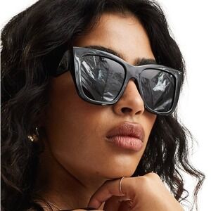 Aire Pallas Sunglasses Black Square Frame Recycled Plastic UV Protection